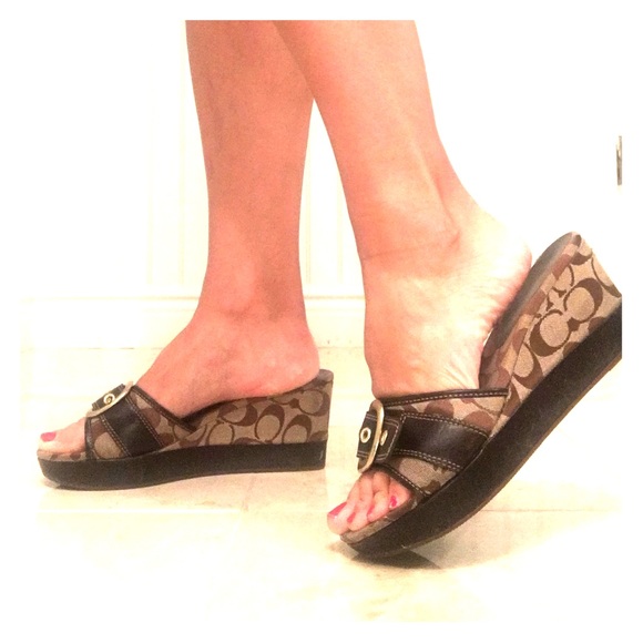 Coach open toe wedge sandals