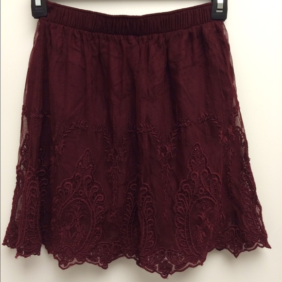 Burgundy Lace Skirt