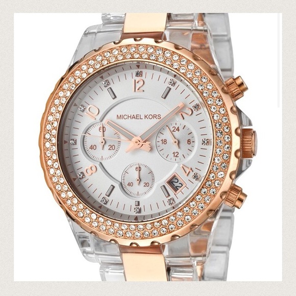 Michael Kors Accessories - Michael Kors Crystal Clear and Rose Gold Watch