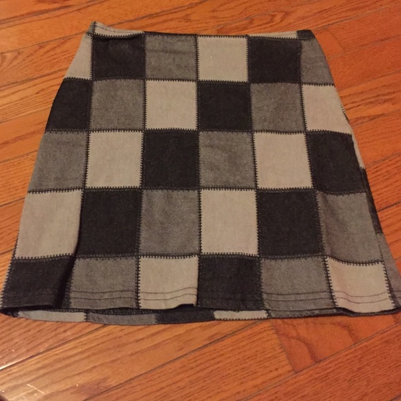 Gray Checkers Mini Skirt