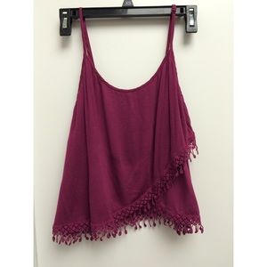 Maroon lace trim cami