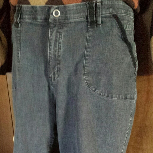 SOLD - Faded funky denim capri pants w/grommets - Picture 3 of 6