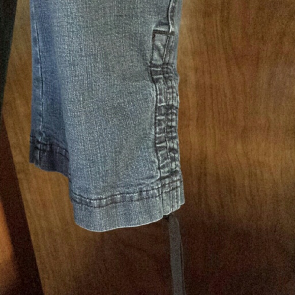 SOLD - Faded funky denim capri pants w/grommets - Picture 4 of 6