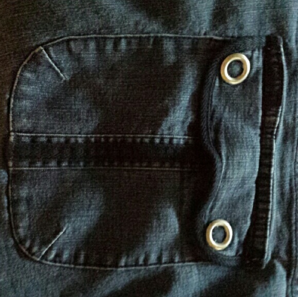 SOLD - Faded funky denim capri pants w/grommets - Picture 5 of 6