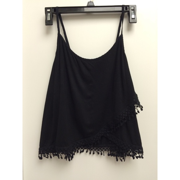 Black cami with crochet hem