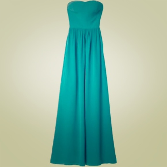 Rebecca Taylor strapless chiffon dress in teal - Picture 2 of 3