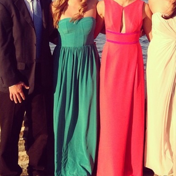 Rebecca Taylor strapless chiffon dress in teal - Picture 3 of 3