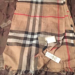 Burberry Beige Camel Check Wool-silk Neck Scarf!