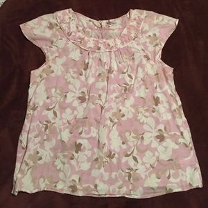 Pretty gauzy cotton top with flutter sleeves