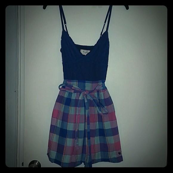 Abercrombie & Fitch Lace V Neck, Plaid Dress Sz M