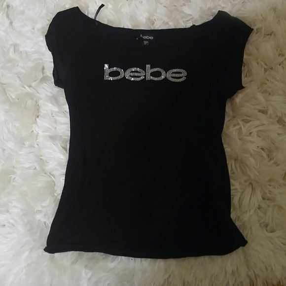 Bebe logo rhinestone t shirt