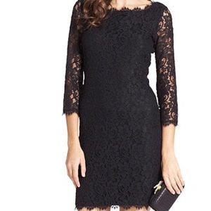 DVF Black Lace Zarita Dress Sz 2