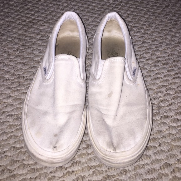 WHITE VANS SLIP ONS