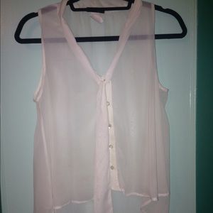 Sheer white top with buttons