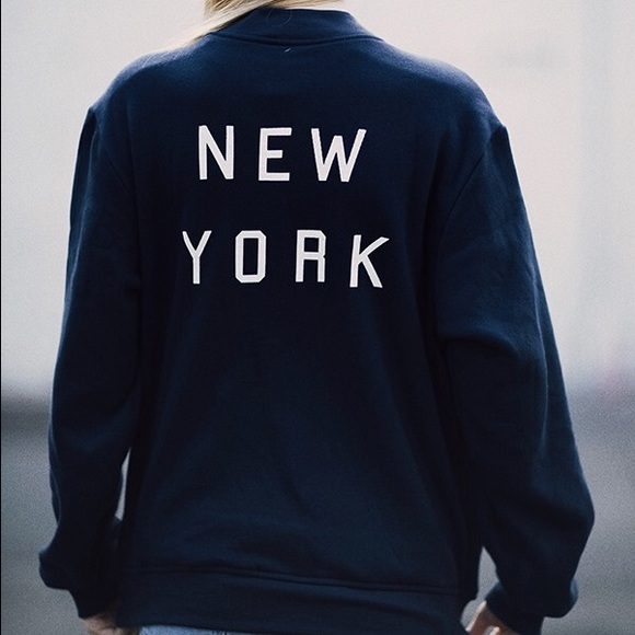 BLACK NEW YORK BOMBER