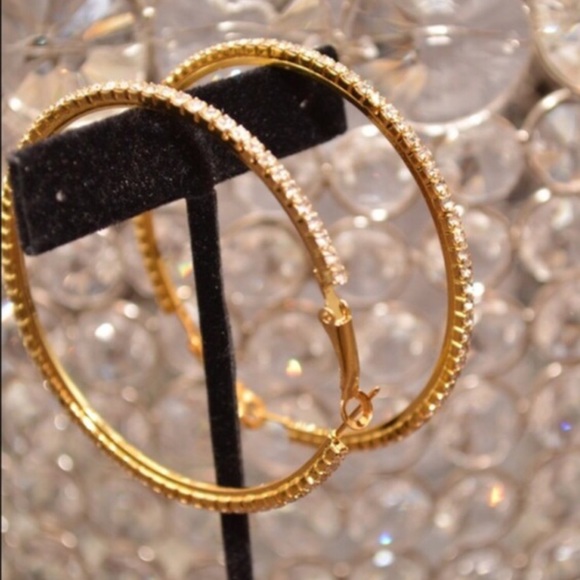 🌷🆕Arrival Rhinestone hoop earrings🌷 - Picture 2 of 4