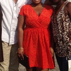 GAP Red Tribal Wrap Dress Short Sleeve w Pockets!