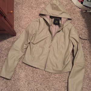 Gray Jack Hooded faux leather jacket