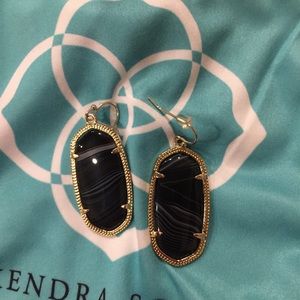 Kendra Scott Black Banded Agate Gold Elles