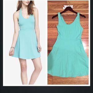 Turquoise Stretch Cotton Skater Dress Express