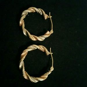 14 k tri colored gold hoops NOT GOLD PLATED