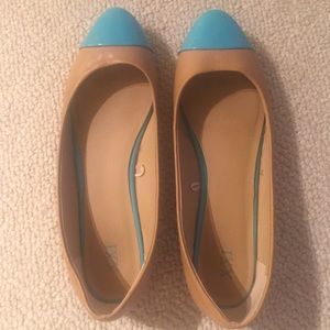 Blue toed ballet flats