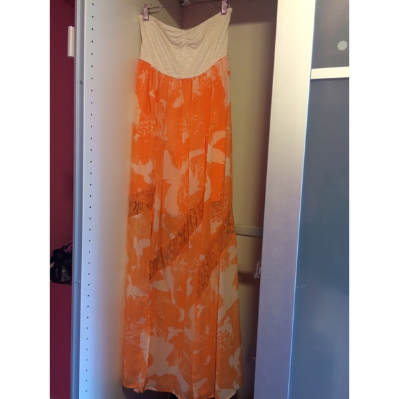 Orange and White Maxi Dress