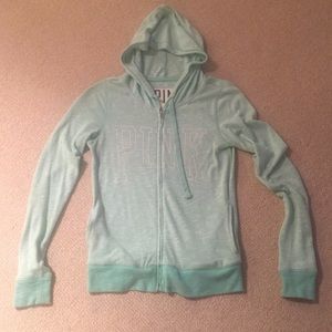 Turquoise heathered VS Pink hoodie