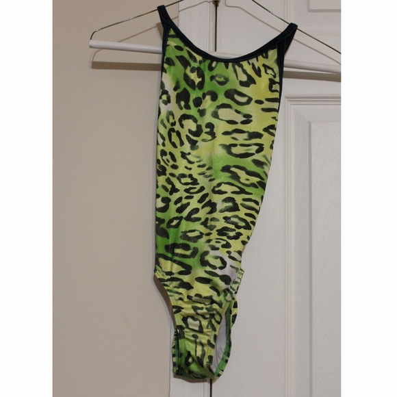 Green Cheetah Print Gymnastics Leotard