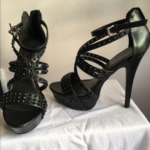 Black strappy heels