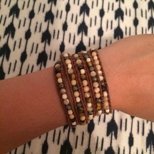 Real Chan Luu multi stone leather Wrap Bracelet
