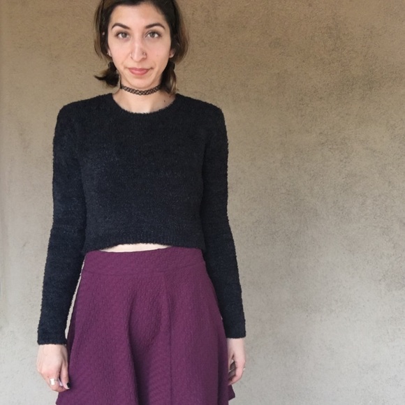 Olive and oak fuzzy cropped sweater