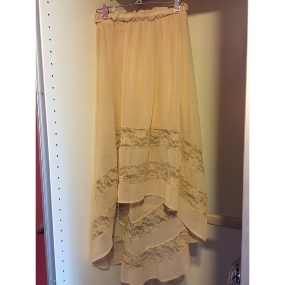 Nude colored high-low skirt