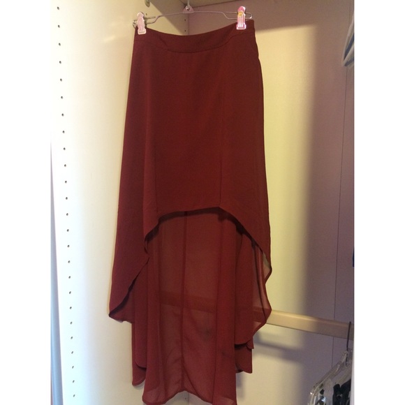 Burgundy High-low Skirt