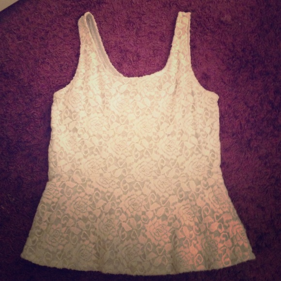 Super Soft Lacy White-Gray Peplum Top