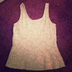 Super Soft Lacy White-Gray Peplum Top
