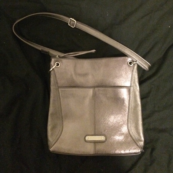 Pewter silver shoulder cross body bag