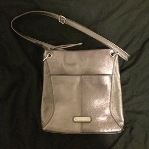 Pewter silver shoulder cross body bag