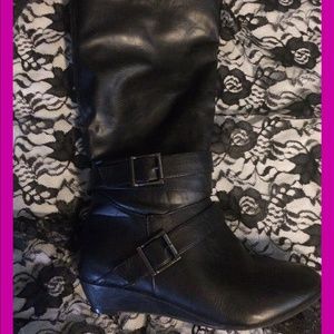Black leather boots