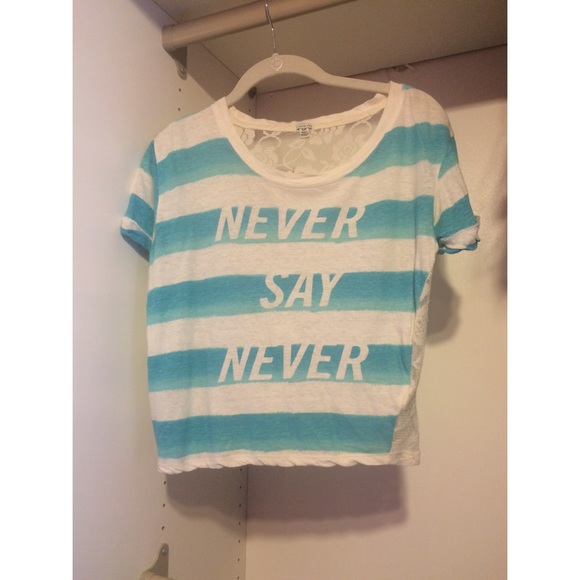 Blue and white striped crop top