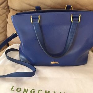 Long Champ Leather Blue Bag