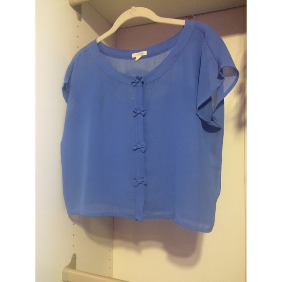 Blue Bow Button-Down Shirt