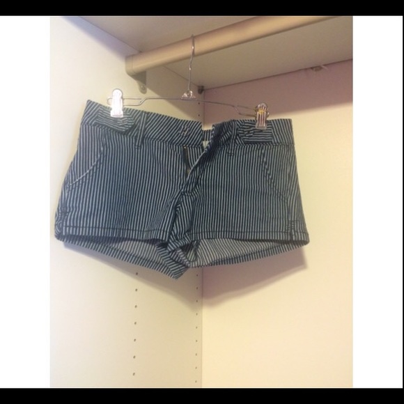 Blue and white striped shorts