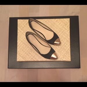 Gold Toe Black Faux Suede Flats