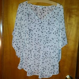 Daniel Rainn sheer ivory bird print blouse