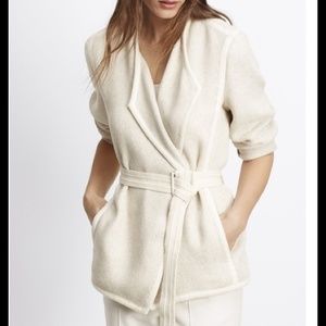 Vince cotton linen tweed jacket with belt