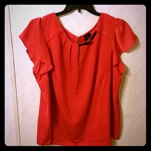 CUTE! Orange belt collar blouse