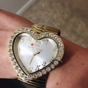 Betsey Johnson heart shaped gold watch
