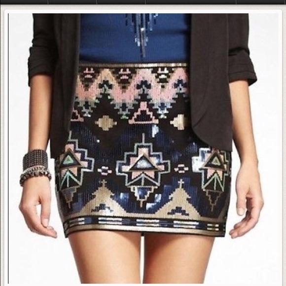 Aztec sequin mini skirt