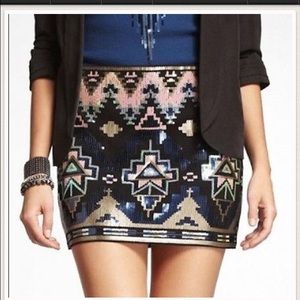 Aztec sequin mini skirt